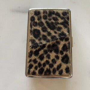 Faux Fur Sided Silver Metal Card Holder/Cigarette Case